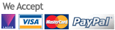 We Accept Mastercard, Visa, Laser, PayPal