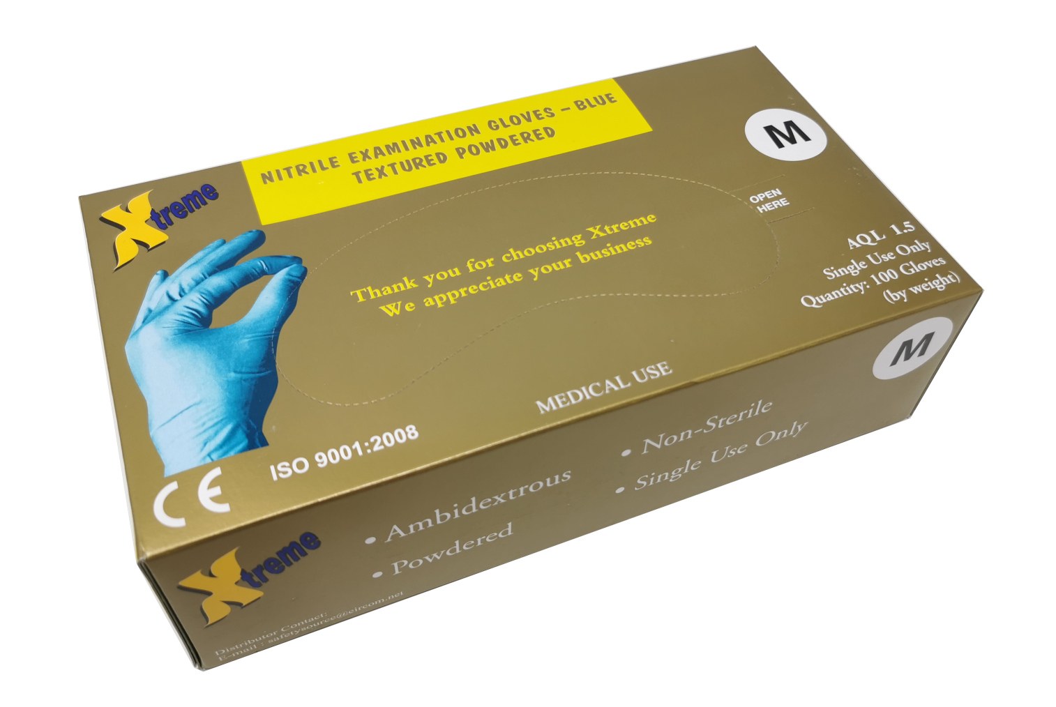 Powdered Nitrile Disposable Gloves Box of 100