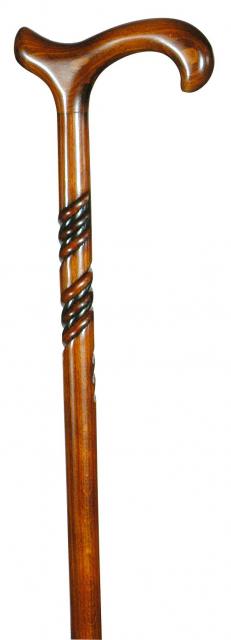 Brown Beech Derby Cane with Spiral Design