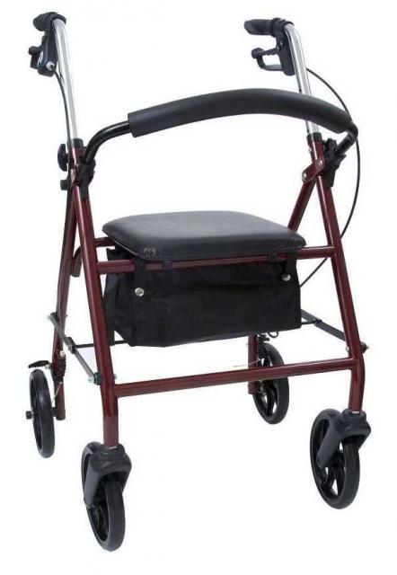 Red 4 wheel Rollator