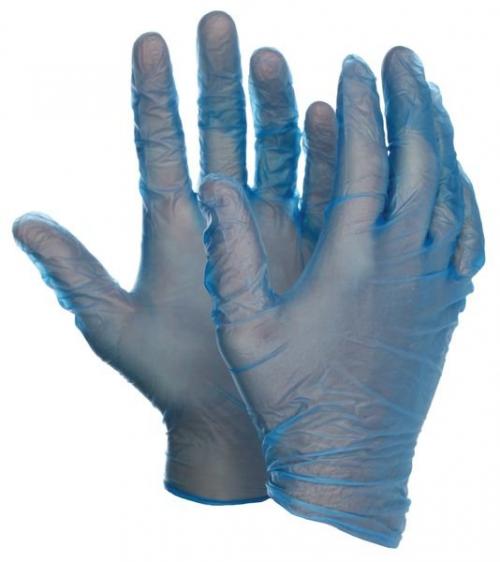 blue vinyl gloves