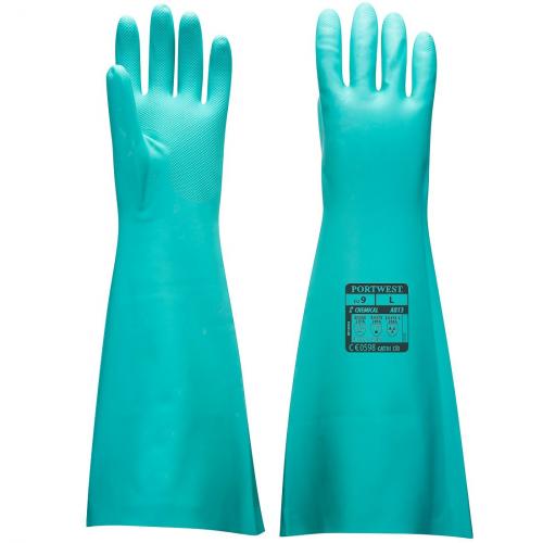 Extended Length Nitrile Gauntlet Green Gloves