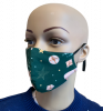 Christmas Reusable Face Mask - Bottle Green and Pink