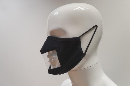 Cotton Face Mask with Viewing Pane, Black