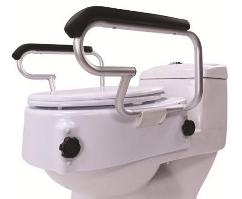 Raised Toilet Seat With Lid And Armrests