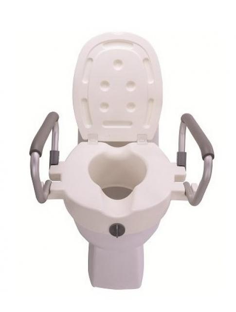 Raised Toilet Seat With Lid And Armrests - 1cm