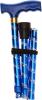 Extendable Plastic Handled Walking Stick with Engraved Pattern in Blue