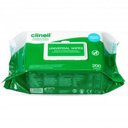 Clinell Hand & Surface Universal Disinfection wipes, 200pk