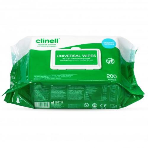 Clinell Hand & Surface Universal Disinfection wipes, 200pk