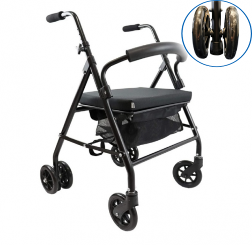 Stop and Go Pressure Braking Rollator - Black