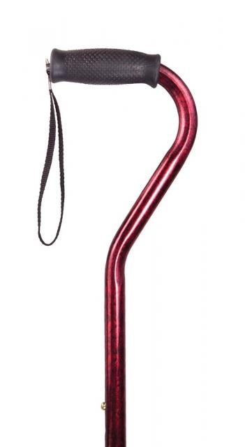 Red Floral Adjustable Walking Stick - Offset Handle