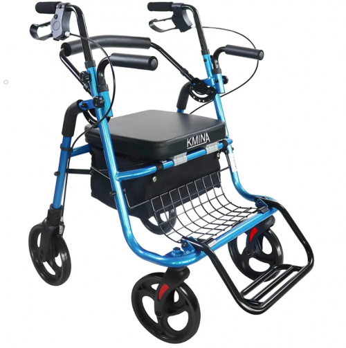 2 In 1 Rollator & Wheelchair - Blue