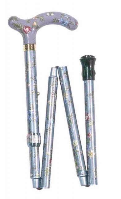 Folding Petite Cane - Blue Floral