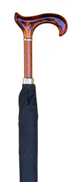 Amber Derby Handle Umbrella Walking Stick - Black
