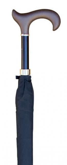 Brown Soft-Touch Derby Handle Umbrella Walking Stick