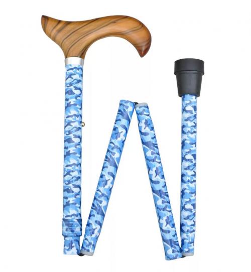 Easy Adjustable Folding Cane - Blue Camo