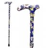 Safety Folding Aluminium Walking Stick - Blue Floral