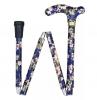 Safety Folding Aluminium Walking Stick - Blue Floral