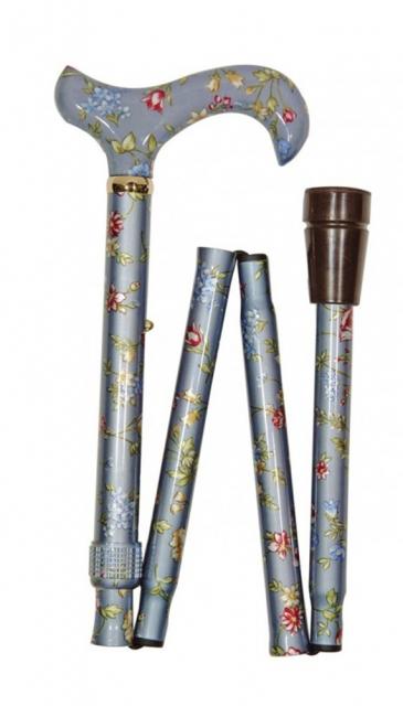 Folding Blue Grey Floral Cane