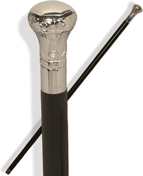 Chrome Plated Handle Cane - Black