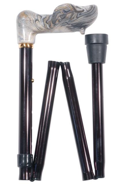 Marble Handle Folding Walking Stick - Right Handle