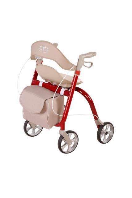 Red Antar Aluminium Rollator with Bag
