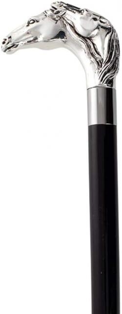 Two Horses Formal Cane - Silver Plated