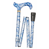 Folding Derby Cane Blue Paisley & Butterflies