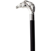 Two Horses Formal Cane - Silver Plated