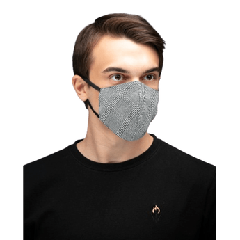 Reusable Cotton Face Mask - Grey Check