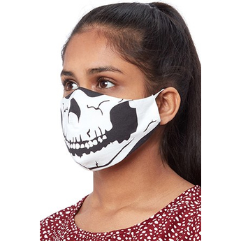 Reusable Face Mask Black With Skull Print