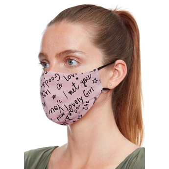 Fabric Reusable Face Mask - Pink With Print