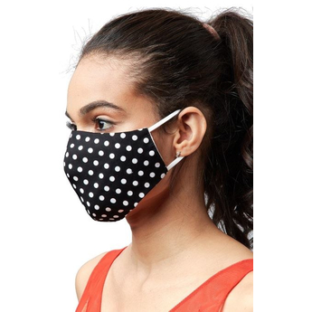 Reusable Face Mask - Black Polka Dot