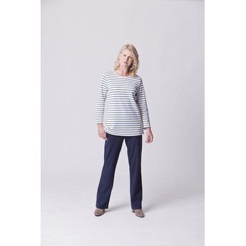 Navy Straight Leg Pull Up Trousers