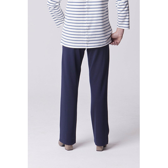 Navy Straight Leg Pull Up Trousers