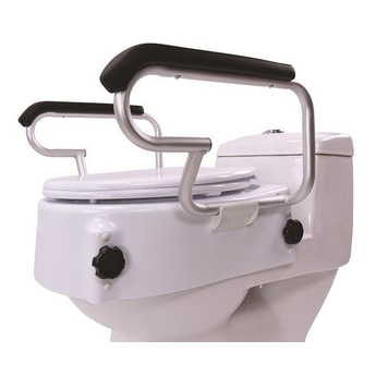 Raised Toilet Seat With Lid And Armrests