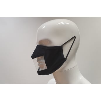 Cotton Face Mask with Viewing Pane, Black