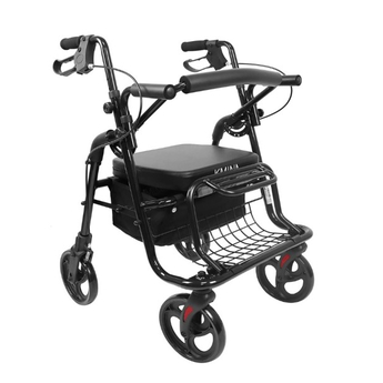 2 In 1 Rollator & Wheelchair  Black