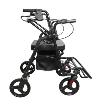 2 In 1 Rollator & Wheelchair - Black