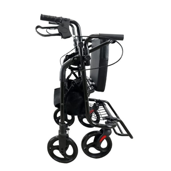 2 In 1 Rollator & Wheelchair - Black