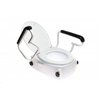 Raised Toilet Seat With Lid And Armrests
