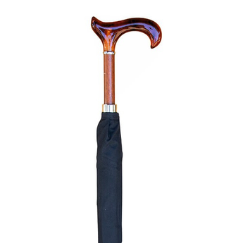 Amber Derby Handle Umbrella Walking Stick - Black