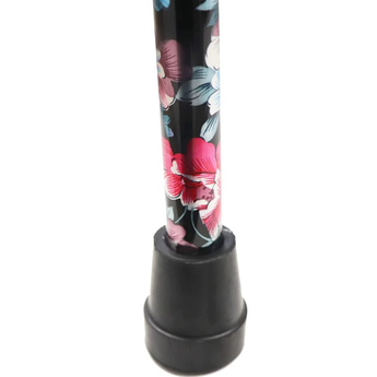 Black Floral Adjustable Folding Cane