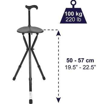 Folding Cane Chair - Black