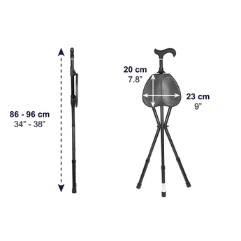 Folding Cane Chair - Black