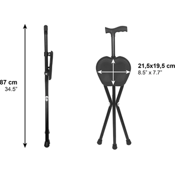 Folding Cane Chair - Black