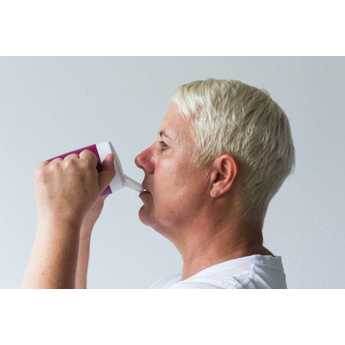 Woman drinking out of Ornamin Spouted Small Opening Drinking Lid