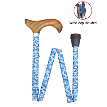 Easy Adjustable Folding Cane - Blue Camo