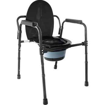 Commode Chair with Adjustable Seat - Black