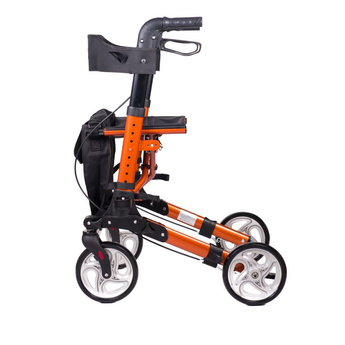 orange Four-Wheeled Aluminium Folding Walker side